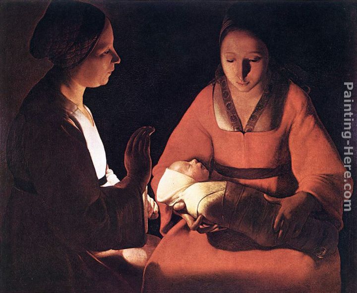 The Newborn painting - Georges de La Tour The Newborn art painting